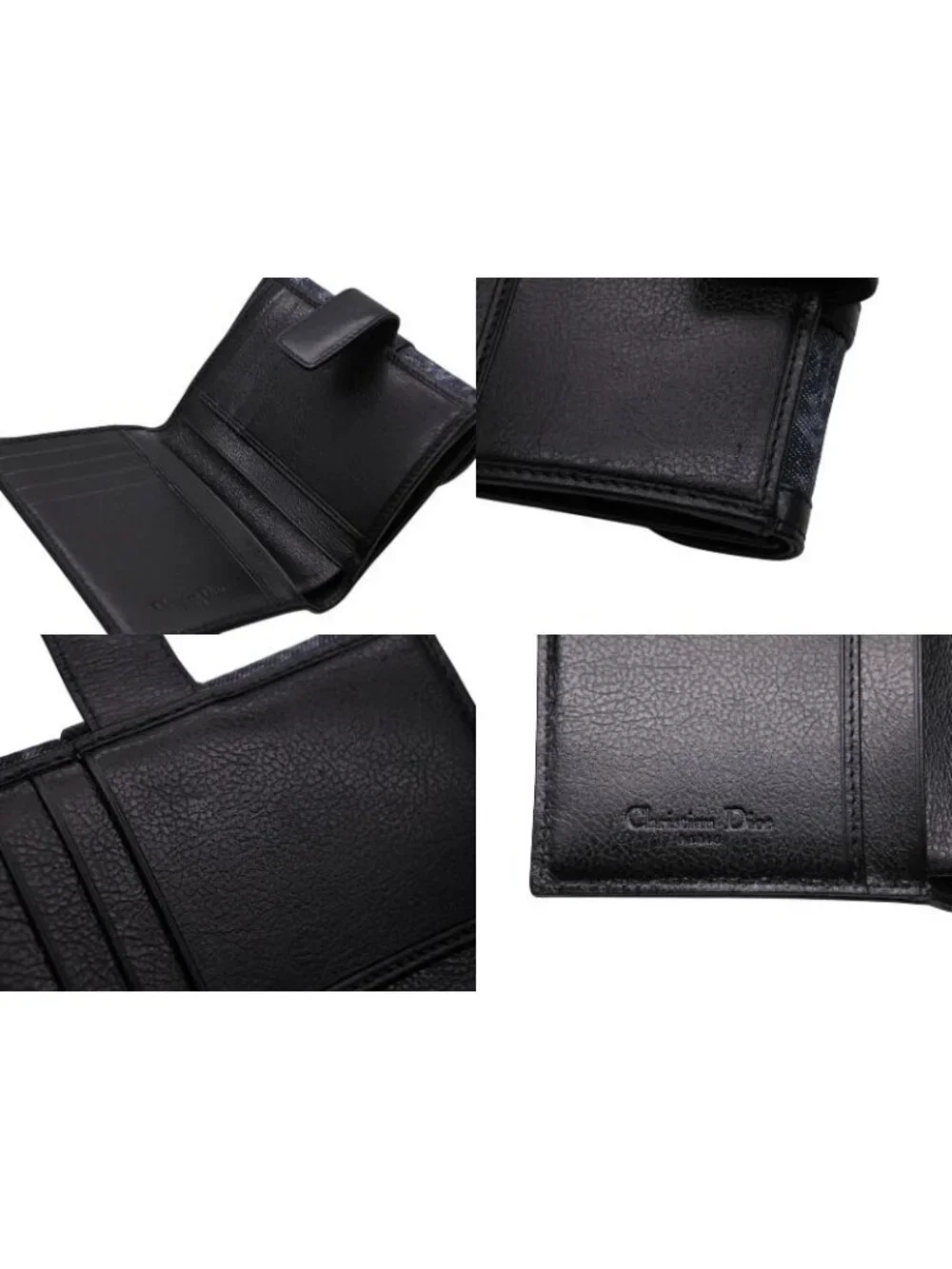 Dior Bifold Wallet Compact Trotter Line Navy Black Orange